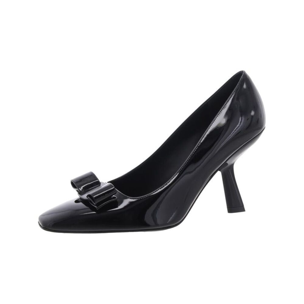 FERRAGAMO Women's Black Anz 85 Bow Accent Padded Solid Pump